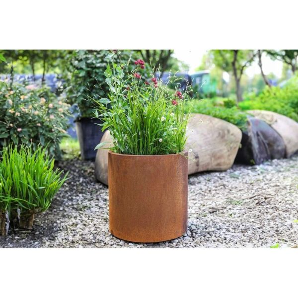 Corten Steel Straight Cylinder Planter - 300mm x 300mm