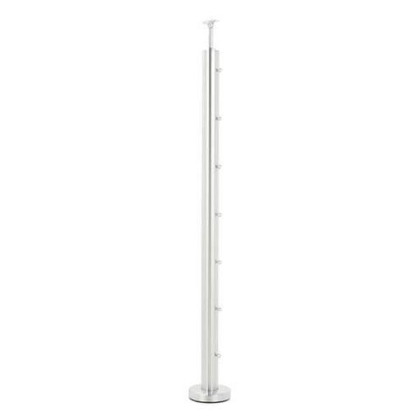 Stainless Steel Balustrade Corner Post Fully Assembled with Eye Bolts - 972mm Height x 48.3mm Diameter