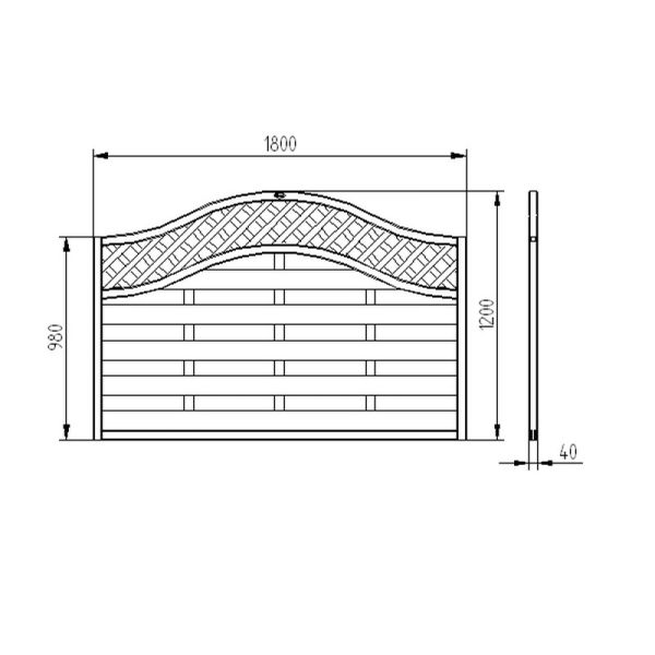 Pressure Treated Decorative Fence Panel - Europa Prague - 1800mm x 1500mm