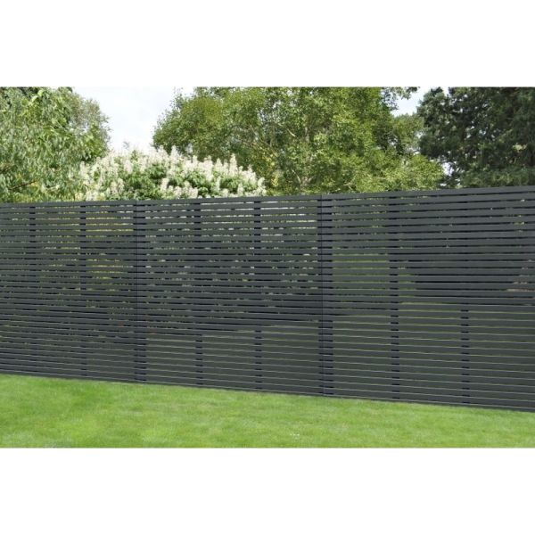 Contemporary Slatted Fence Panel - 1800mm x 1810mm Anthracite Grey
