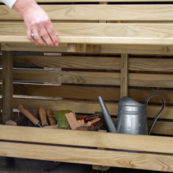 Tall Wooden Planter With Storage - 1200mm x 400mm