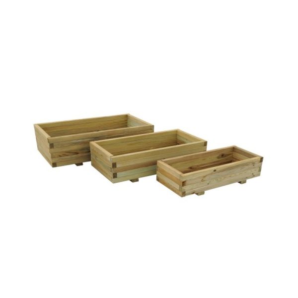 Durham Rectangular Wooden Planter - Set Of 3