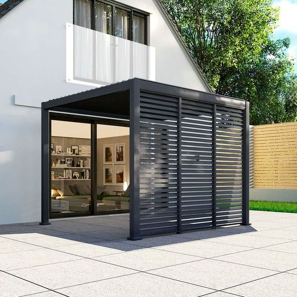 Proteus Slate Grey Aluminium Pergola 1330mm Louvre Panel For 4m Side