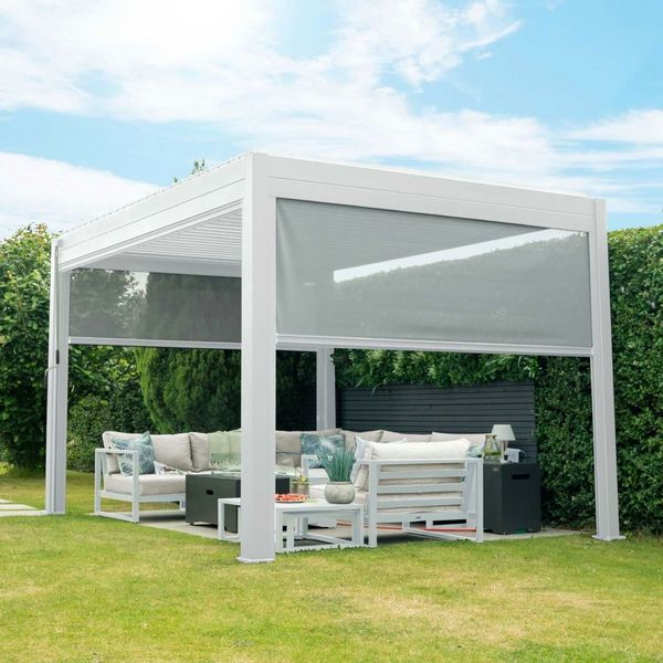 Proteus Pebble Grey Aluminium Pergola 3m Privacy Screen