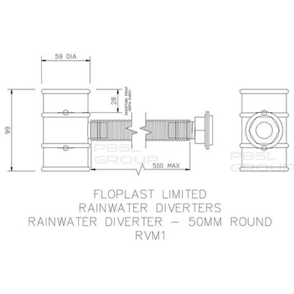 FloPlast Mini Gutter Rain Diverter - 50mm Brown