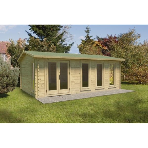 Blakedown Log Cabin - 24kg Polyester Felt No Underlay Double Glazed - 6000mm x 4000m