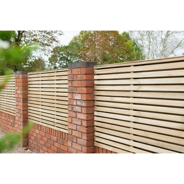 Pressure Treated Contemporary Double Slatted Fence Panel - 1800mm x 1800mm