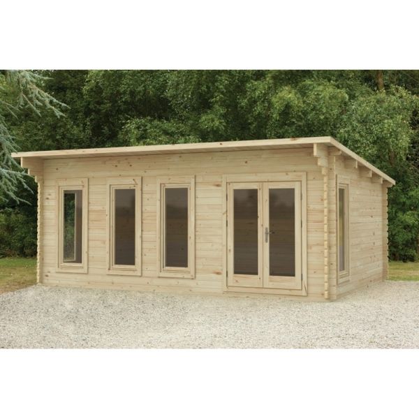 Wolverley Log Cabin - 24kg Polyester Felt No Underlay Double Glazed - 6000mm x 4000mm
