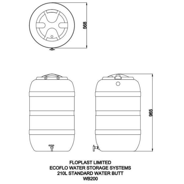 FloPlast Water Butt - Standard 210 Litre
