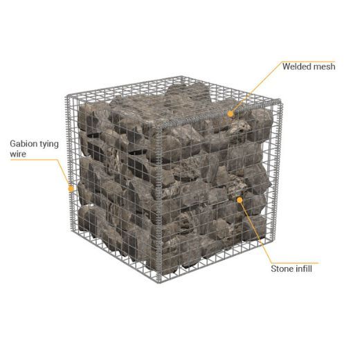 4mm Welded Wire Mesh Gabion Baskets - 1000mm x 1000mm x 1000mm Galvanised