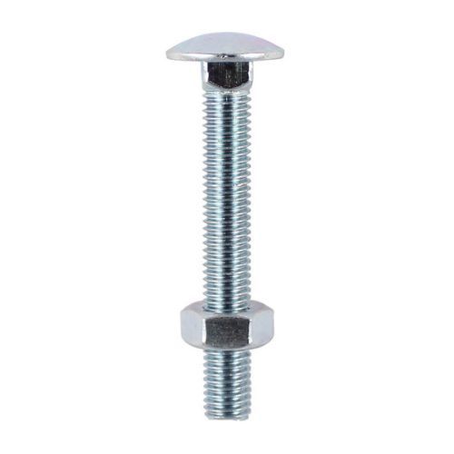 M6 x 50mm - Coach Bolt with Nut Grade 4.6 DIN 603 - BZP - Bag of 90