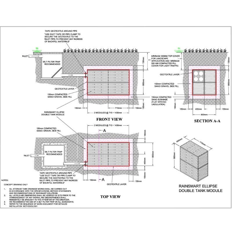 Rainsmart 24 Tonne Soakaway Crate Flat-Packed with Membrane - 0.25 Cubic Metres