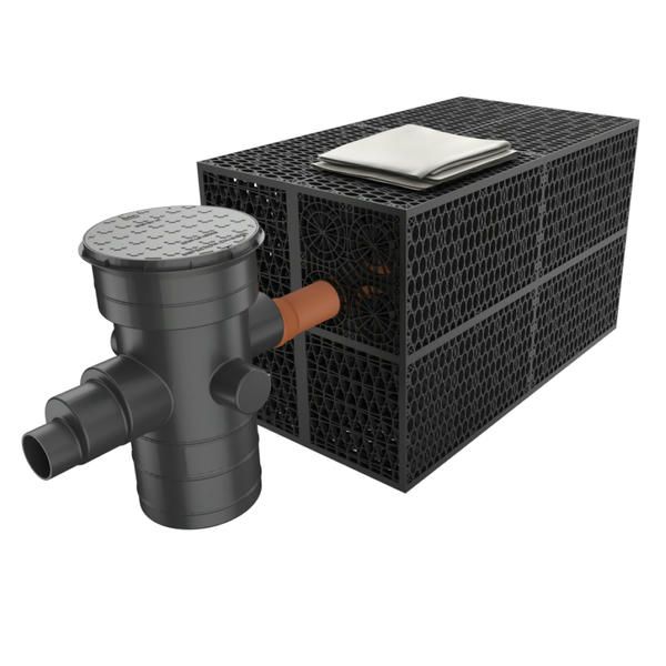 Rainsmart 24 Tonne Soakaway Crate Set Flat-Packed with Silt Trap & Lid - 1 Cubic Metre Kit