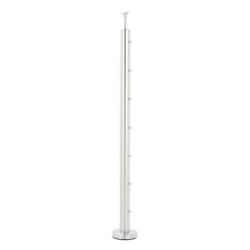 Stainless Steel Balustrade Mid Post Fully Assembled with Holes - 972mm Height x 48.3mm Diameter