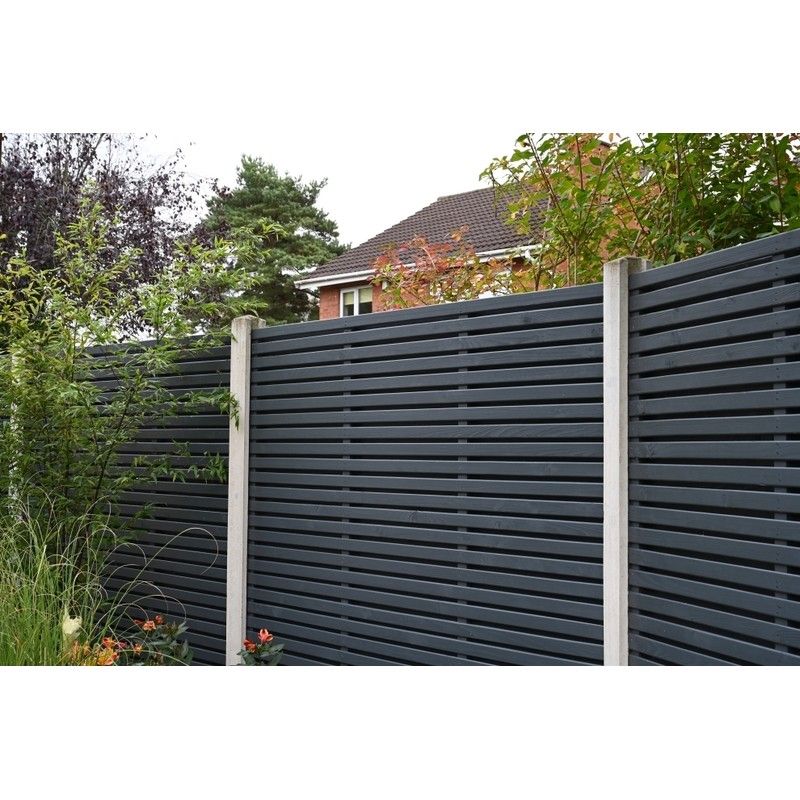 Contemporary Double Slatted Fence Panel - 1800mm x 1800mm Anthracite Grey