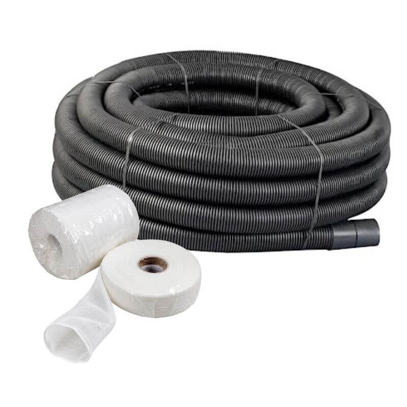 Perforated Land Drain and Filter Sleeve Kit - 100mm (O.D.) x 25mtr Coil