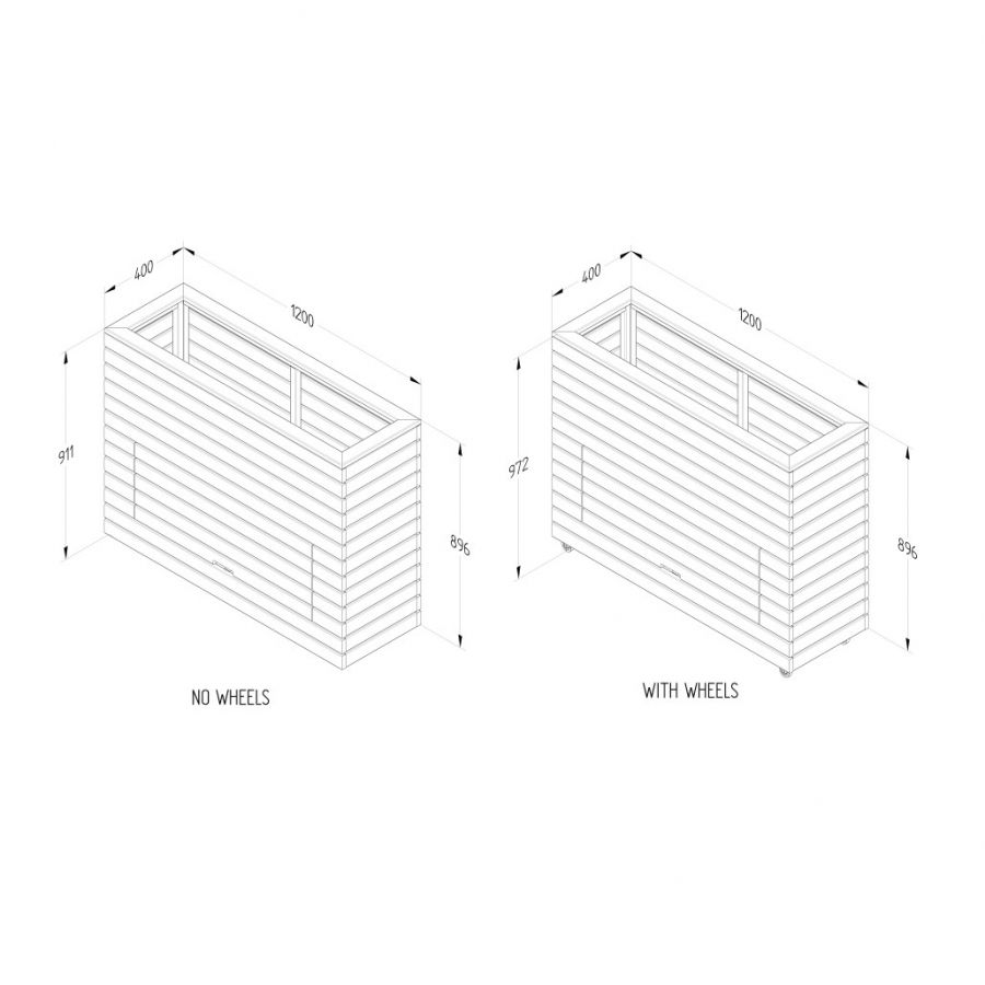 Tall Wooden Planter With Storage - 1200mm x 400mm