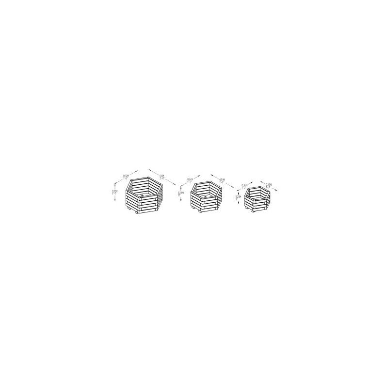 York Hexagonal Wooden Planter - Set Of 3