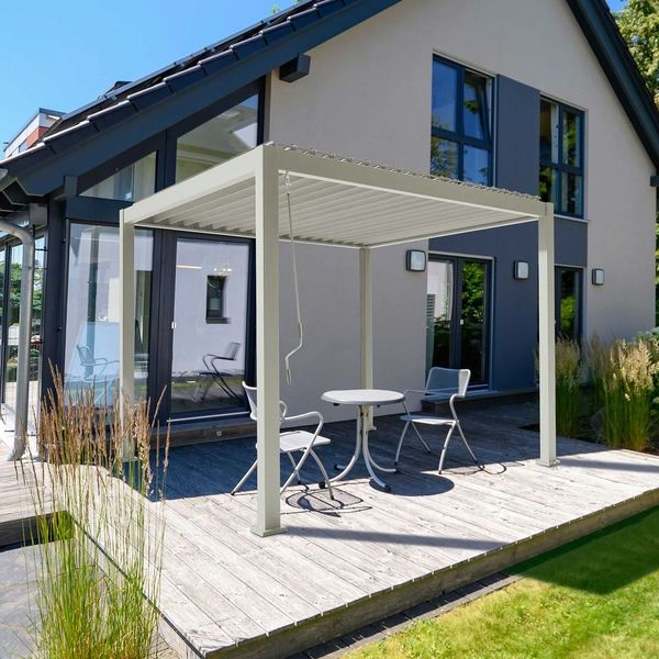 Proteus Aluminium Pergola - 3000mm Square - Pebble Grey
