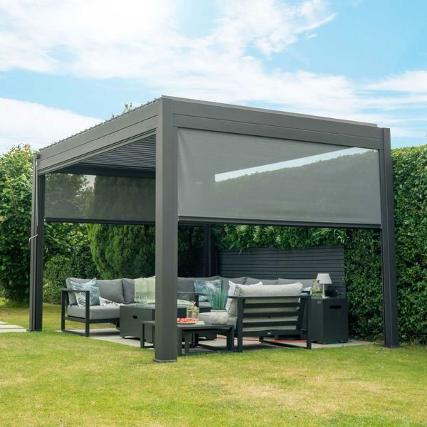 Proteus Slate Grey Aluminium Pergola 3m Privacy Screen