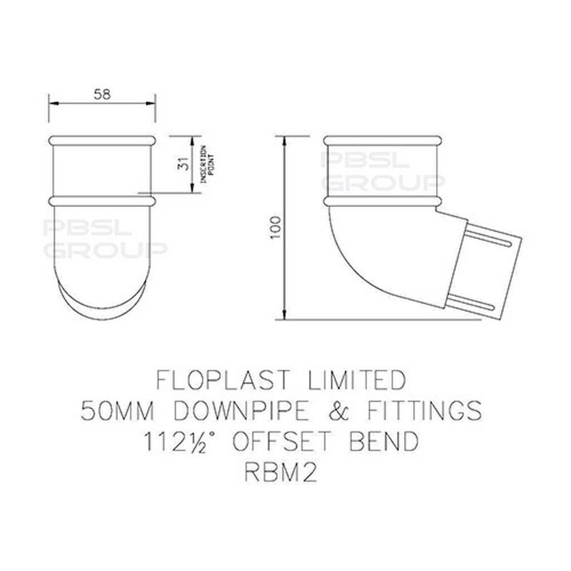 FloPlast Mini Gutter Offset Bend - 112 Degree x 50mm Black