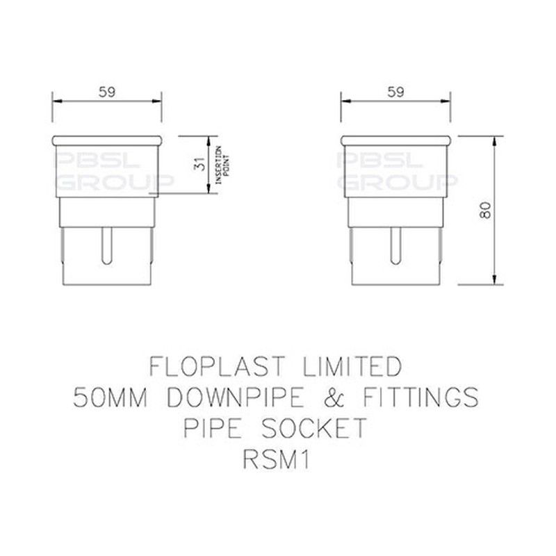 FloPlast Mini Gutter Downpipe Socket - 50mm White