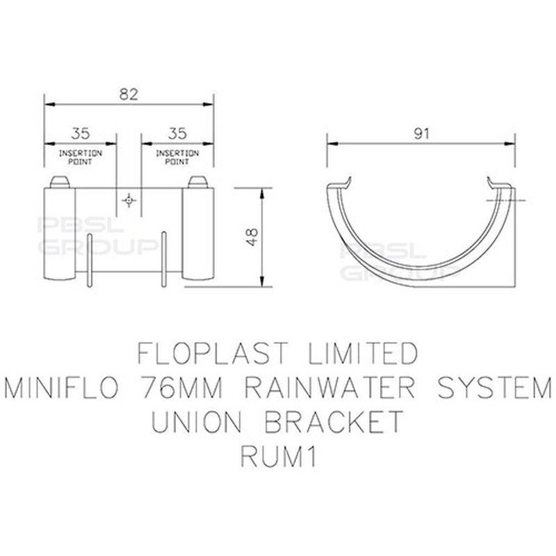 FloPlast Mini Gutter Union Bracket - 76mm White
