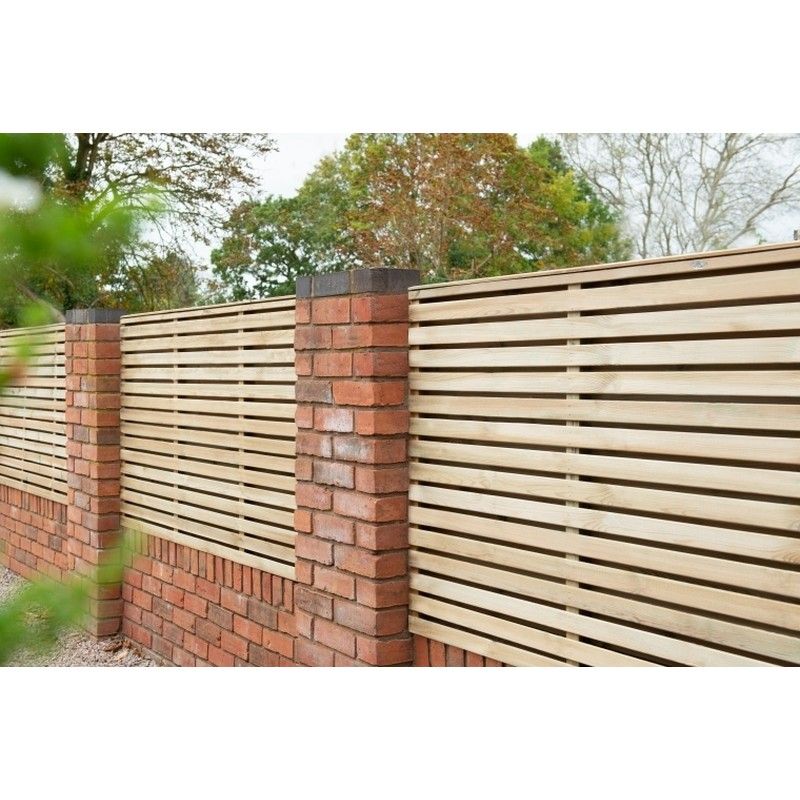 Pressure Treated Contemporary Double Slatted Fence Panel - 1800mm x 1500mm