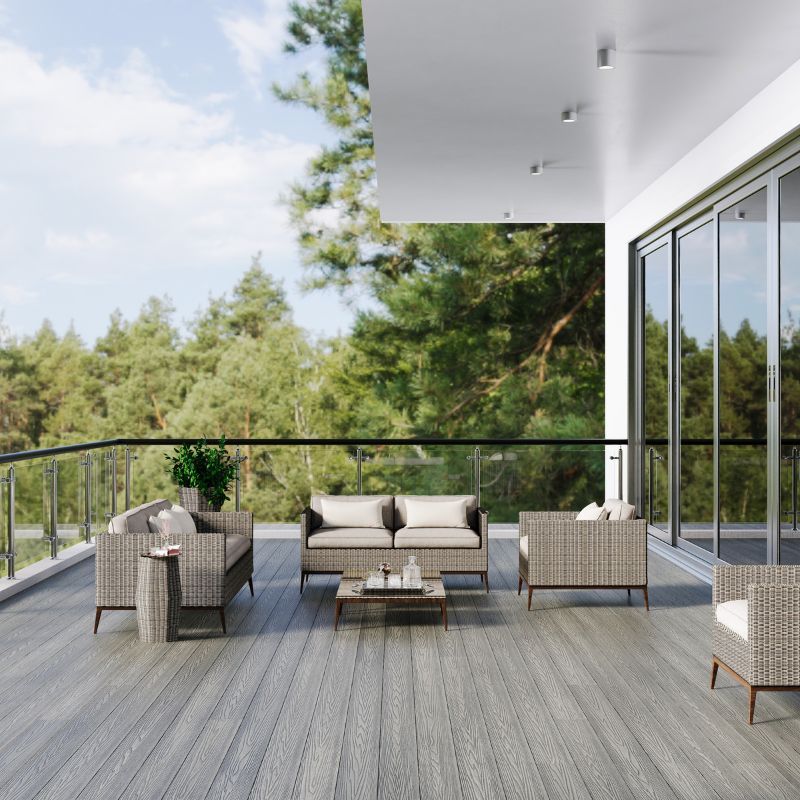 Standard Woodgrain / Grooved Composite Decking Board - 135mm x 3600mm Grey