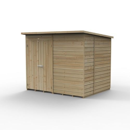 Forest Garden Shiplap Pent Shed - No Window Double Door - 8' x 6'