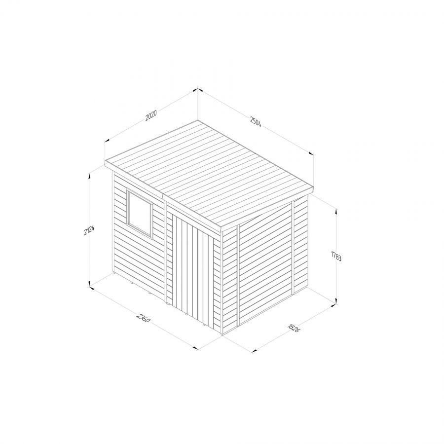 Forest Garden Tongue & Groove Pent Shed - 8' x 6'